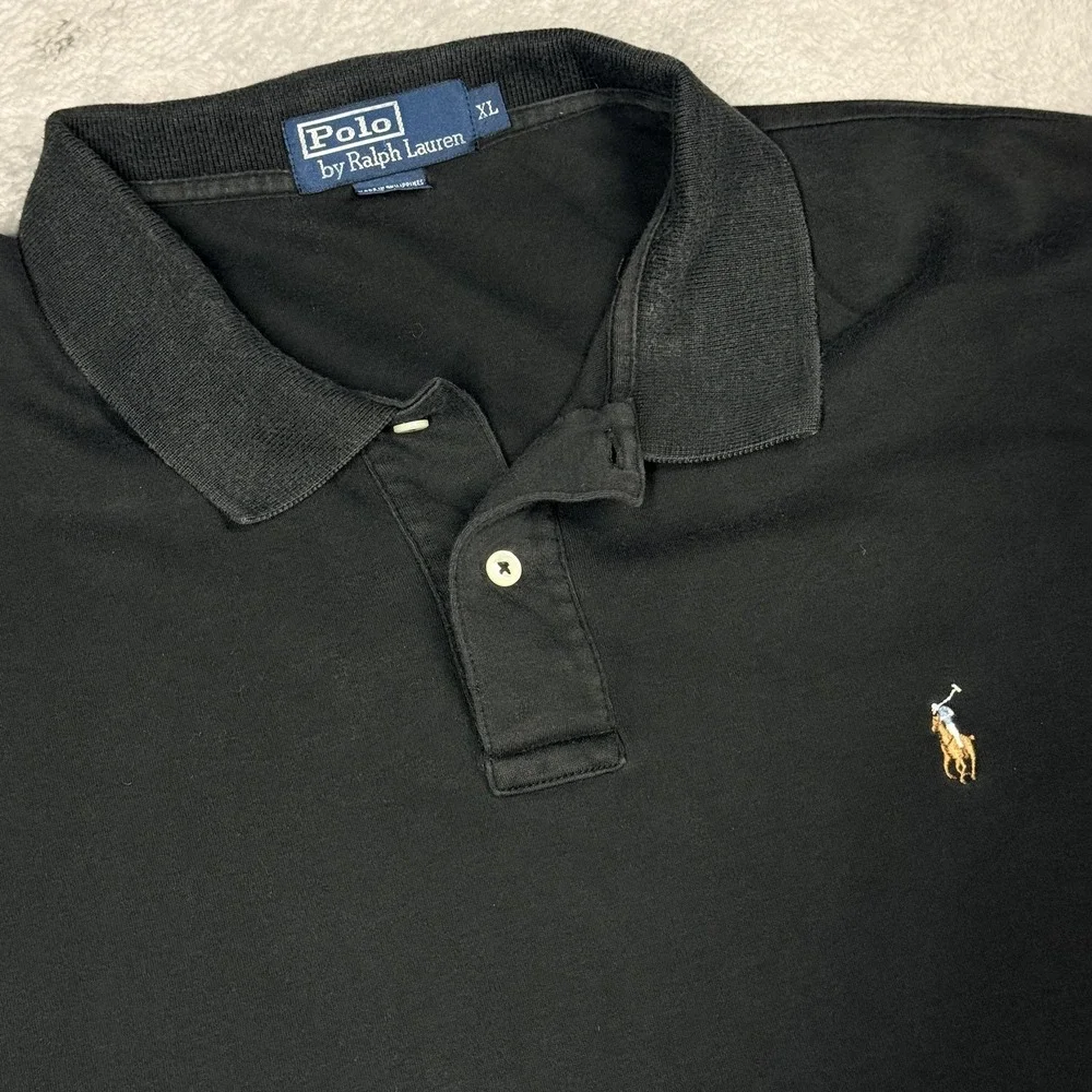 Polo Ralph Lauren Polo Shirt Mens XL Black Short‎ Sleeve Classic Pony 12635